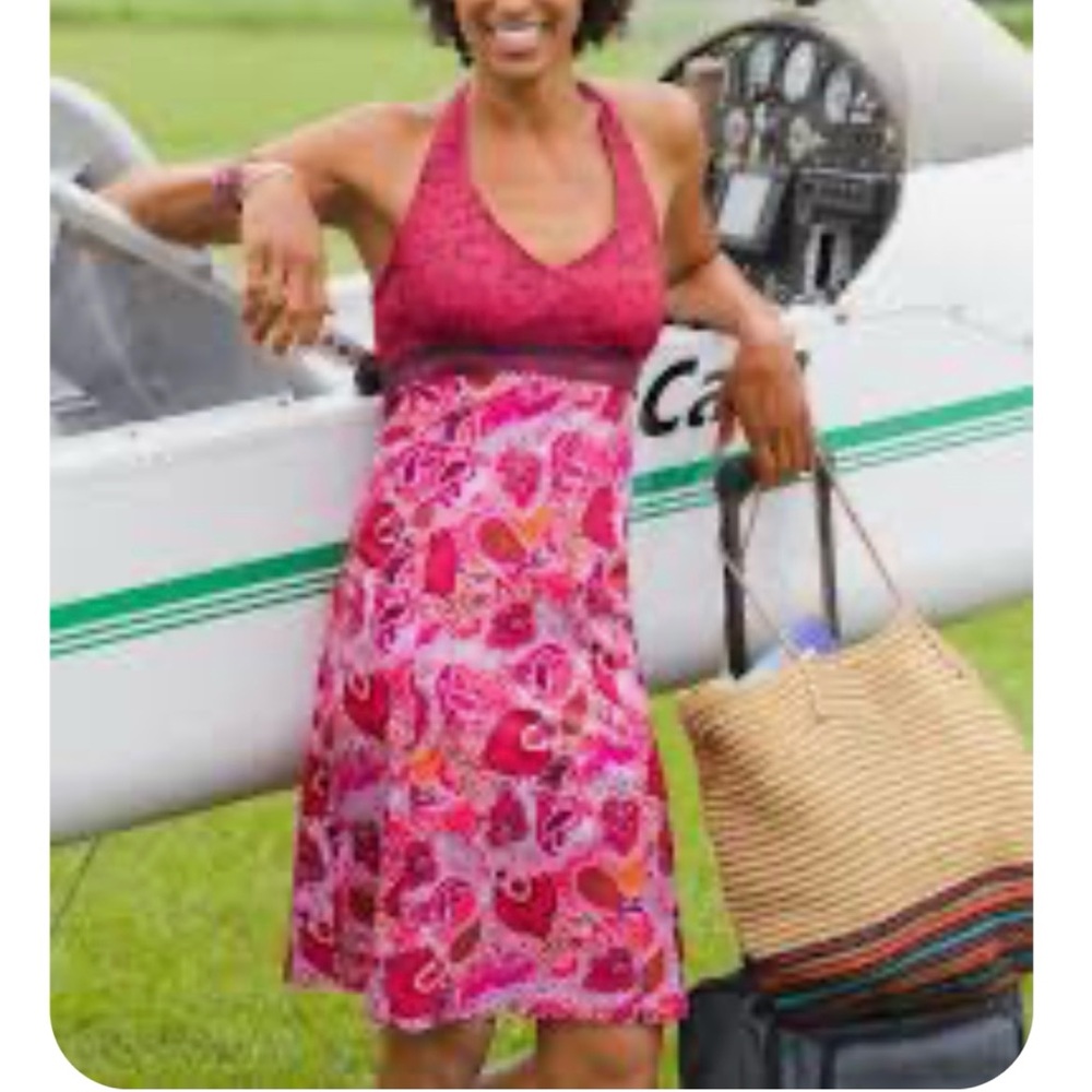 Athleta Pack Everywhere Halter Dress Pink Paisley Size 4